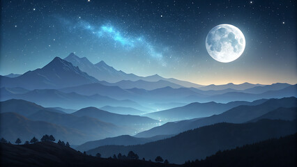 uniform background with mountains and moon