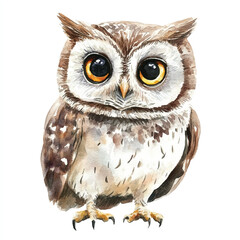cute Owl watercolor clipart illustration isolated