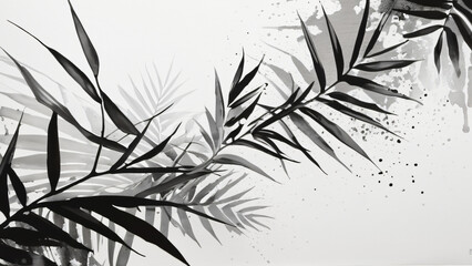 bamboo leaves on black