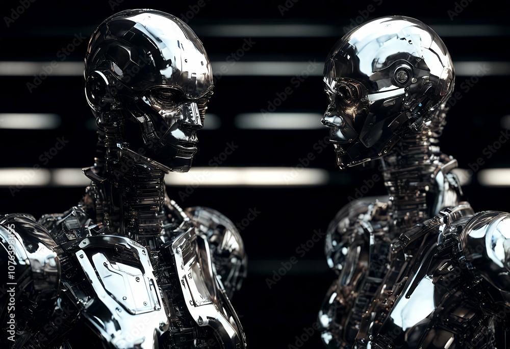 Poster background detailed building automation olated 3d humanoids black only computer metallic android fut