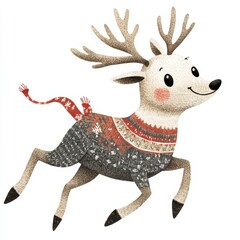 Obraz premium Playful reindeer with festive scarves and bright red noses prance with holiday ornaments, bringing a warm and joyful holiday vibe.