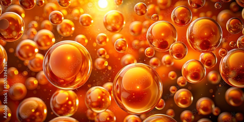 Poster captivating abstract orange bubbles background featuring dynamic swirls and depth for creative proje