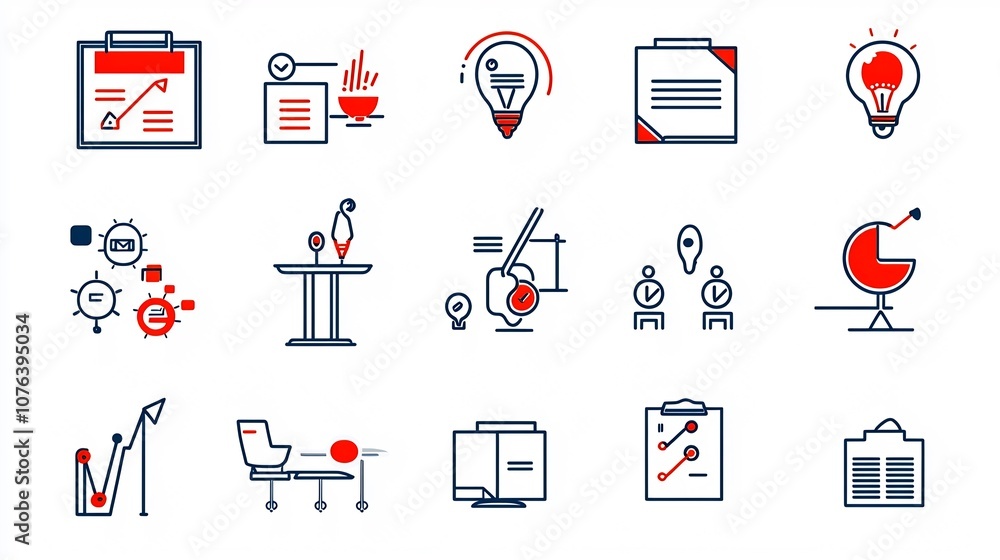 Aufkleber Efficient Business Meeting with Team Project Speaker Podium and QA Session Concept Corporate conference room setup featuring presentation elements for successful business and professional development