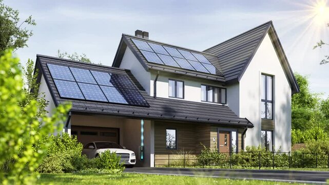 Powering the home with solar panels. Electric vehicle as a backup power source for the home