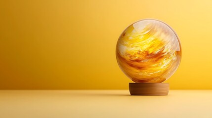 A sleek and vibrant yellow sphere stands out against a glossy yellow background, creating a striking visual contrast that is perfect for modern design projects and creative endeavors.