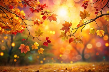 Captivating Autumn Begins with Bokeh Effect: A Colorful Celebration of Fall Foliage, Golden Leaves, and Warm Hues in Nature's Scenic Transformation