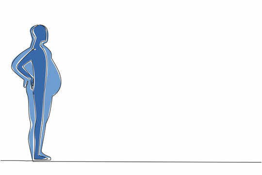 recommend clip art: Continuous one line drawing silhouette of a slim body man inside a fat body silhouette. Dream of having an ideal body. More exercise. World Obesity Day. Single line draw design vector illustration