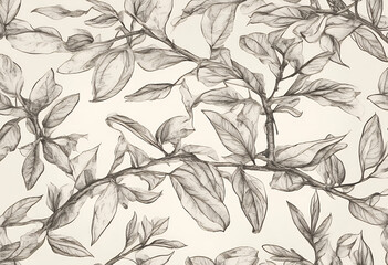 Fototapeta premium tattoo plant tea engraving leaf raster art style illustration print drink branch line tree