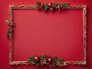 A Christmas frame on red background