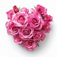 Naklejka premium Roses arranged in the shape of a heart on white background Created with Generative AI technology