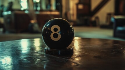 Eight Ball on a Table in a Room