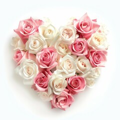 Naklejka premium Roses arranged in the shape of a heart on white background Created with Generative AI technology