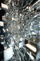 Shades of Gray Bricks in a Geometric Abstract Pattern for a Minimalistic Background