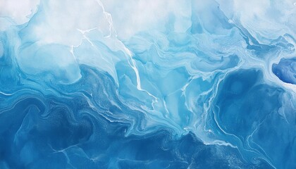 Obraz premium Tranquil Abstract Ocean Waves in Fluid Blue and White Hues. Calming Artistic Background Illustrating Gentle Motion and Serenity, Ideal for Mindfulness, Meditation, and Relaxation Themes
