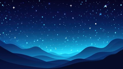 Fototapeta premium A serene night sky over rolling mountains, filled with twinkling stars and a colorful aurora. Perfect for projects related to nature, space, and tranquility