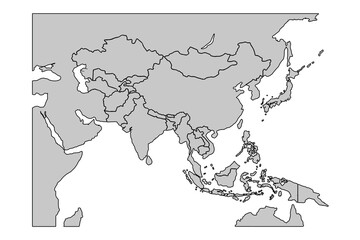 Asia map isolated on white background.for website layouts,background,education, precise,customizable,Travel worldwide,map silhouette backdrop,earth geography, political,reports.political map vector.