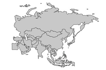 Asia map isolated on white background.for website layouts,background,education, precise,customizable,Travel worldwide,map silhouette backdrop,earth geography, political,reports.political map vector.