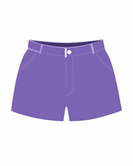 Casual shorts. Summer season garment. Female apparel, bottom clothes, wearing item in modern style. Flat graphic vector illustration isolated on white background 

