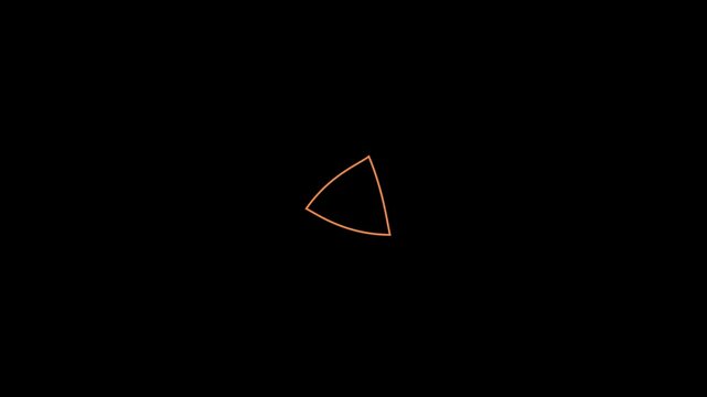 A fluid animation depicting a circle collapsing and reshaping into a triangle, with smooth edges morphing to create three distinct points and straight sides.