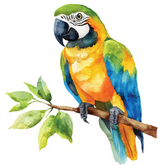 cute Parrot watercolor clipart illustration isolated