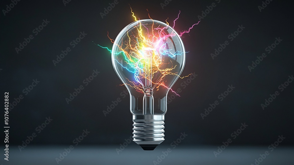 Leinwandbilder glowing multi colored electric sparks and dynamic branching lightning bolts on a transparent backgro