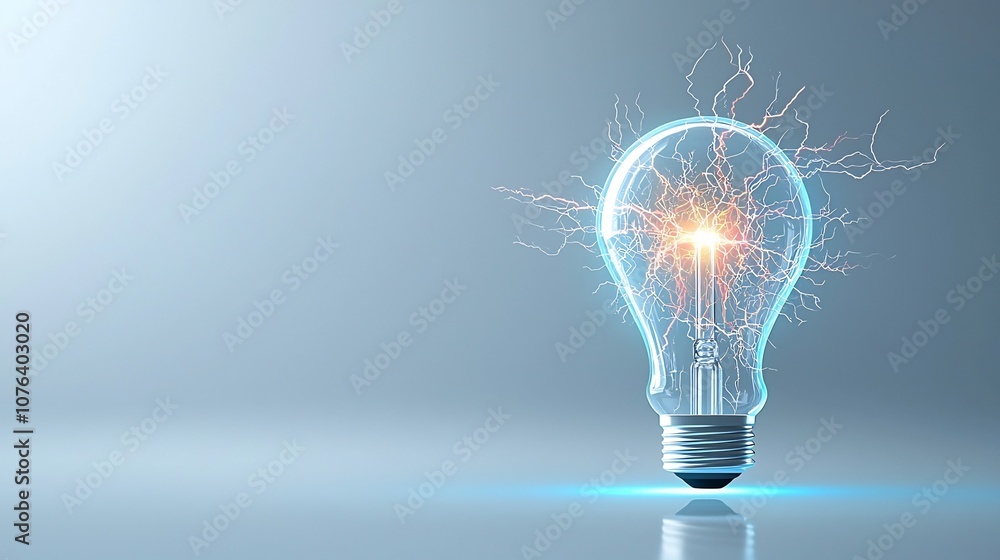 Leinwandbilder glowing light bulb with vibrant multi colored lightning and futuristic electric spark effects isolat