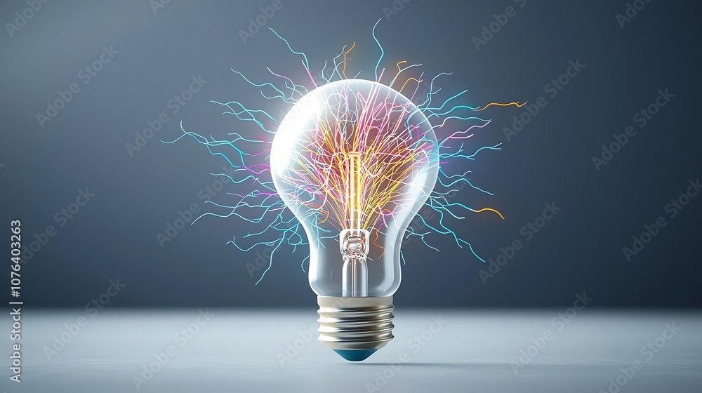 Aufkleber vibrant multicolored electric sparks and intricate branching lightning emitting from a bright illumi