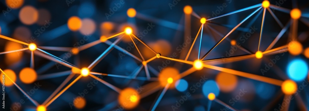 Poster abstract network of interconnected glowing nodes