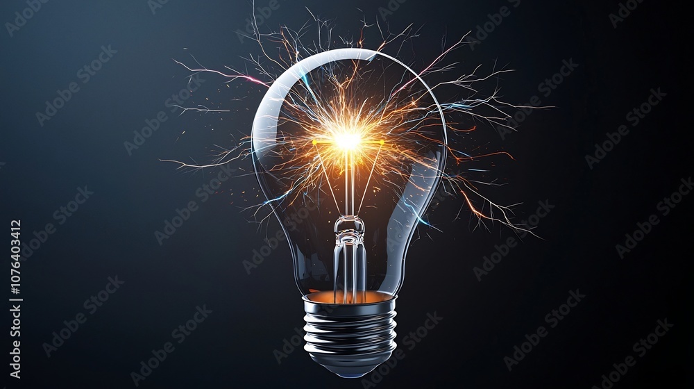 Fototapete vivid electric sparks and multi colored lightning bolts branching dynamically inside a glowing light