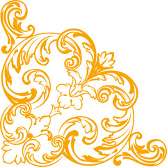 Fototapeta premium scroll baroque corner vector gold on white background