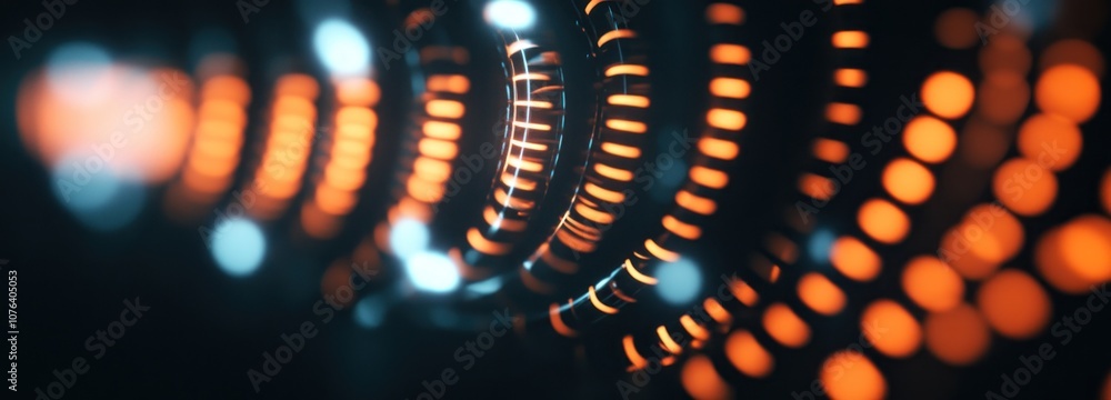 Poster abstract circular pattern with orange and blue bokeh lights