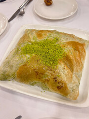 Katmer Delicious Turkish Traditional Dessert served Local Restaurant.