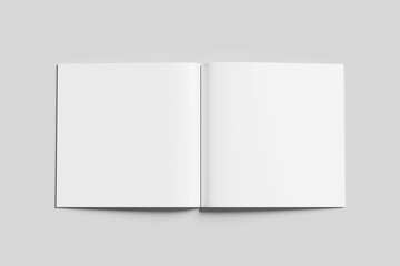Square Magazine Brochure 3D Rendering White Blank Mockup.
