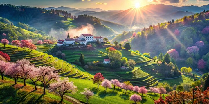 Captivating Ginja Portugal Landscape with Bokeh Effect: A Dreamy Exploration of Nature's Beauty and Cultural Heritage, Perfect for Travel Enthusiasts and Photography Lovers
