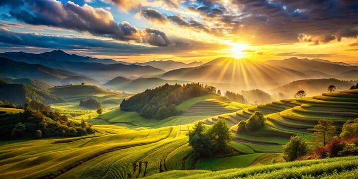 Captivating Heliography Photography Showcasing Unique Light Patterns and Natural Textures in a Scenic Landscape with Ample Copy Space for Text Overlay