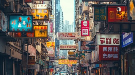 Obraz premium Vibrant Street in Hong Kong