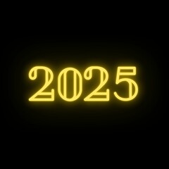 2025, DOIS MIL E  VINTE E CINCO, FUNDO PRETO NÚMERO DOURADO BRILHANTE