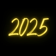 2025, DOIS MIL E  VINTE E CINCO, FUNDO PRETO NÚMERO DOURADO BRILHANTE