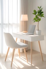 Modern Minimalist Office Space with Natural Light and Simple Decor