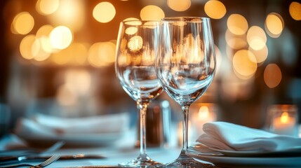 Elegant table setting at a sophisticated corporate event with soft lighting and floral centerpiece