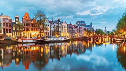 Obraz premium Charming Amsterdam Canal at Dusk