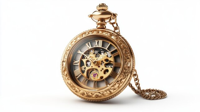 A beautifully crafted vintage pocket watch with intricate gears on display. This timepiece embodies elegance and craftsmanship. Perfect for collectors and enthusiasts. Generative AI