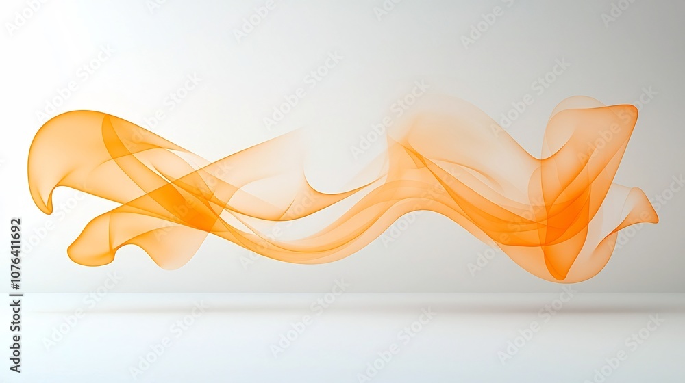 Poster Captivating and Elegant Swirling Smoke Patterns Flowing in Luxurious Golden Orange Hues Isolated on a Pristine White Background Symbolizing Warmth and Refined Movement