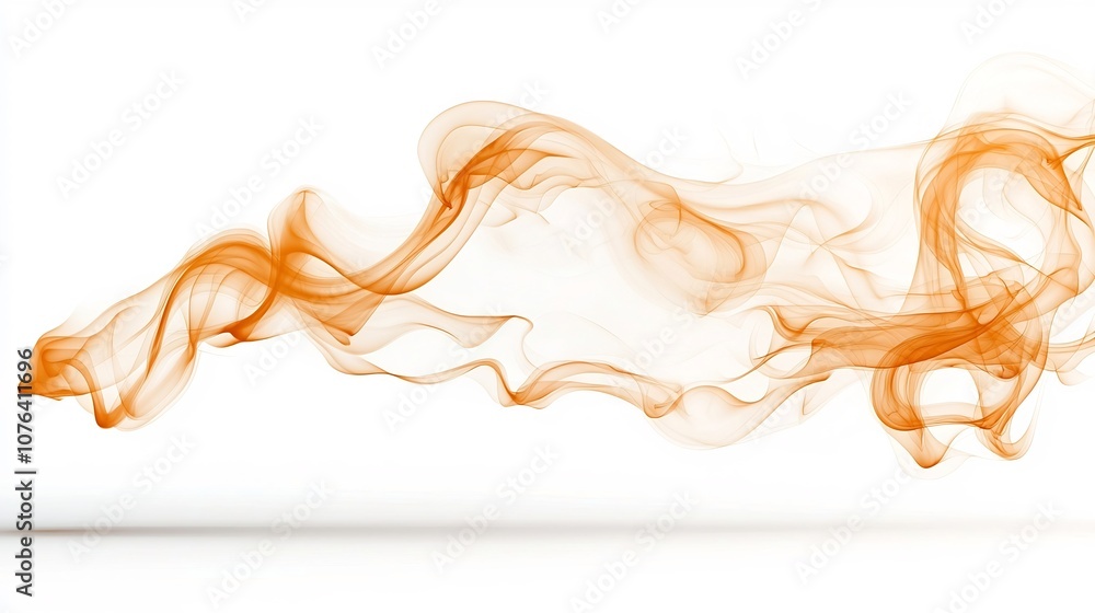 Poster elegant golden orange smoke patterns with gentle flowing curves and graceful movements isolated on a