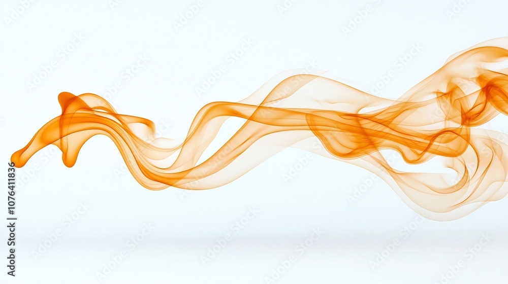Poster captivating wisp of elegant flowing orange yellow smoke gracefully floating against a pure white bac