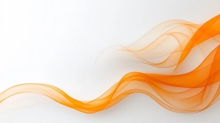 Mesmerizing ethereal smoke in soft shades of orange and yellow flowing in elegant sinuous curves effortlessly floating against a pure tranquil white background conveying a sense of warmth luxury