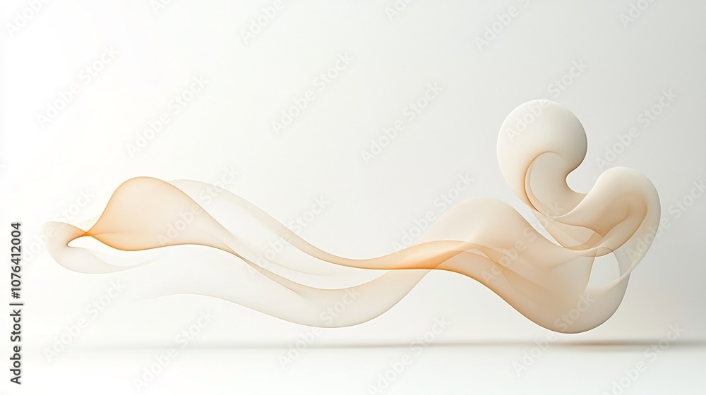 Aufkleber warm toned smoke with soft flowing curves and graceful lines drifting and dissipating on a tranquil 
