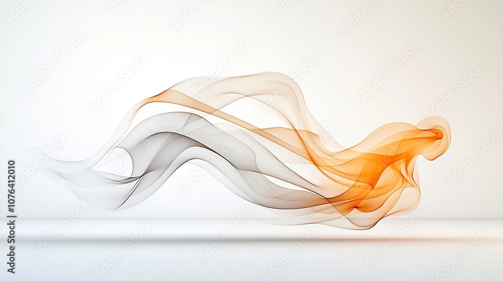Poster warm toned smoke with soft flowing curves and lines drifting gently on a clean white background capt