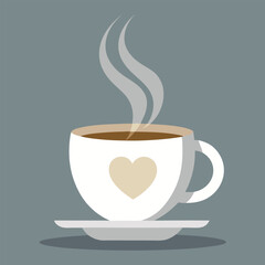 A cup of creamy white coffee rests on a sleek glass tea table, steam gently rising, creating a cozy, inviting atmosphere perfect for moments of relaxation.