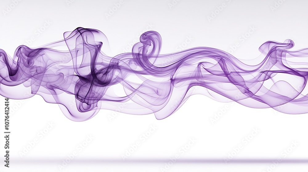 Poster soft purple toned smoke swirls and flows in elegant dynamic curves creating a sophisticated and sere